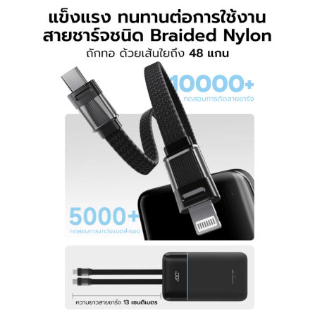 แบตสำรอง CUKTECH LPB200NL สีดำ 20000 MAH มาตรฐาน CCC ชาร์จเร็วพร้อมสาย USB-C 40W และ USB-A 22.5W_4